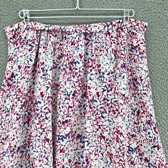 Banana Republic Skirt Womens Large Pink Floral Midi A Line Slit Pull On Flowy - Picture 2 of 9
